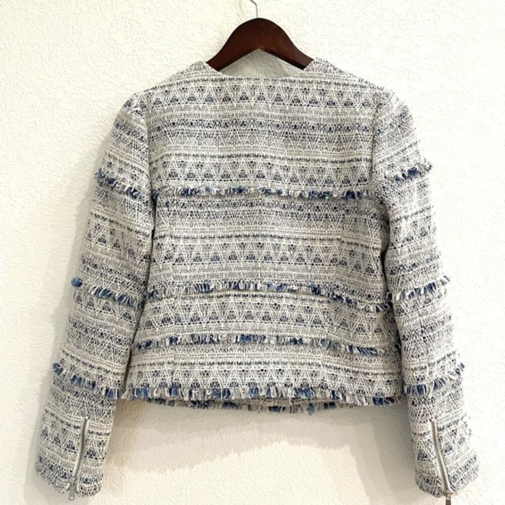 NEW Joie Tweed Fringe Boucle Moto Jacket Boho Size Small - Picture 11 of 14